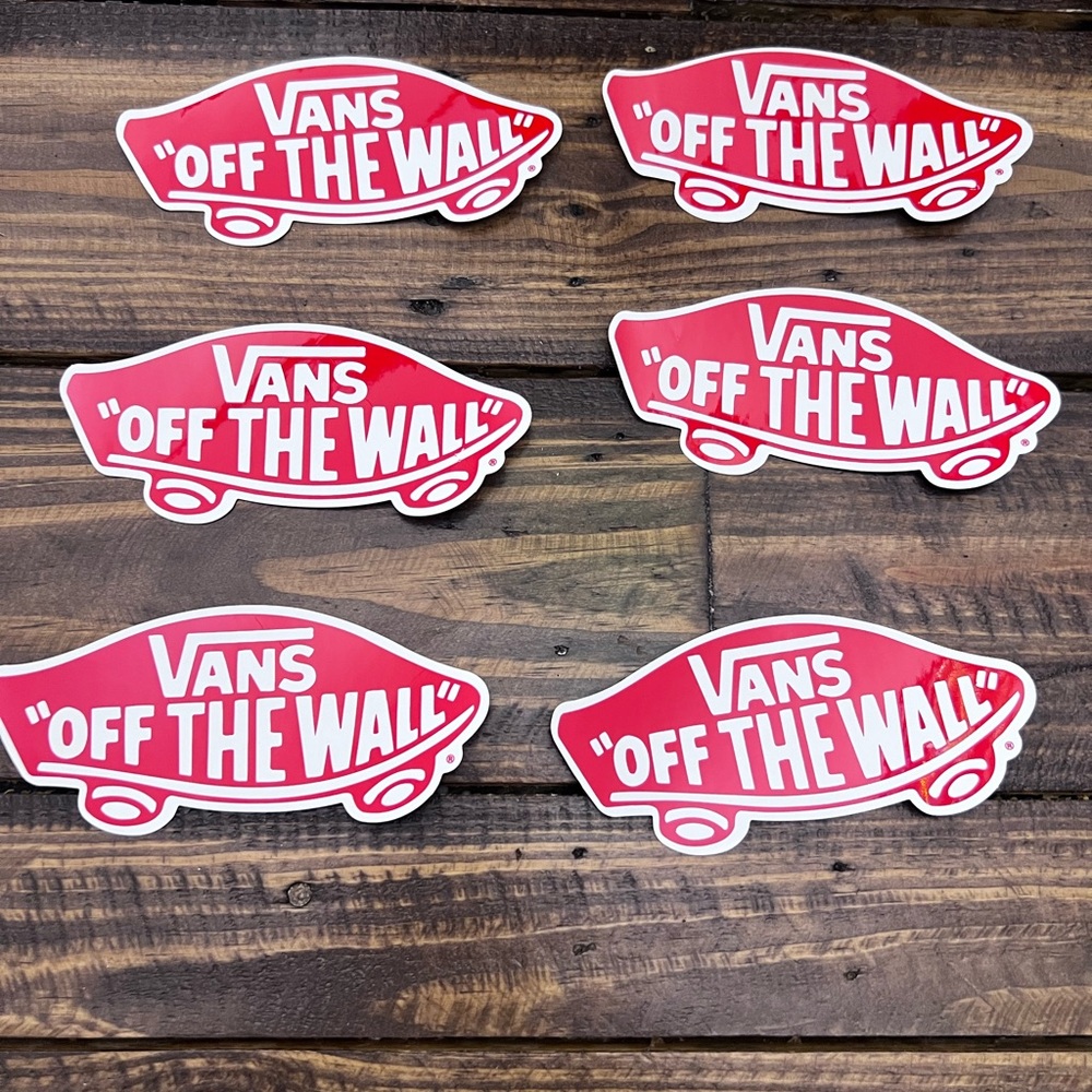 RARE PROMO NEW LOT Set of 6 Vans Red 'Off The Wall' Stickers ALL 6 NEW